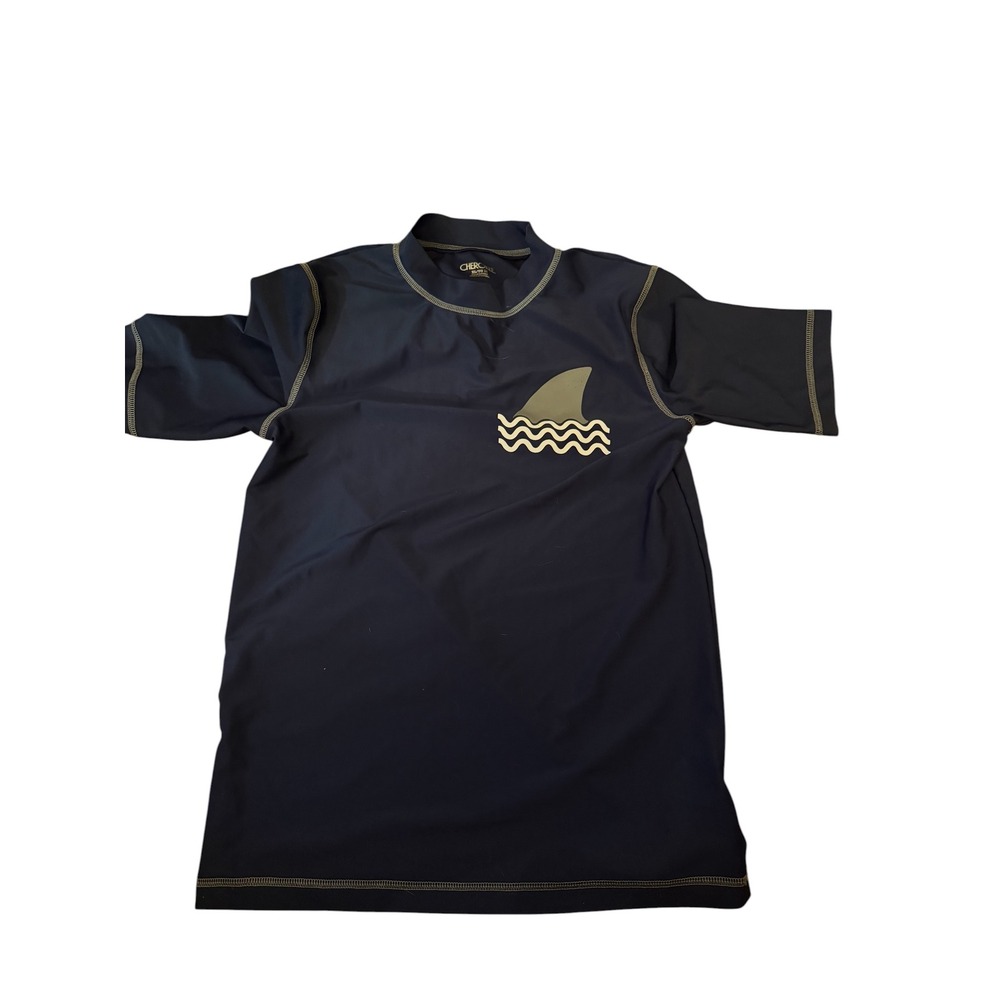 Cherokee Boys Navy Blue Shark Fin Rash Guard Swim Shirt Size XL 16 / 18 SPF